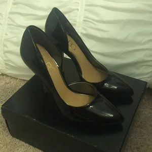 black heels that haven’t been worn